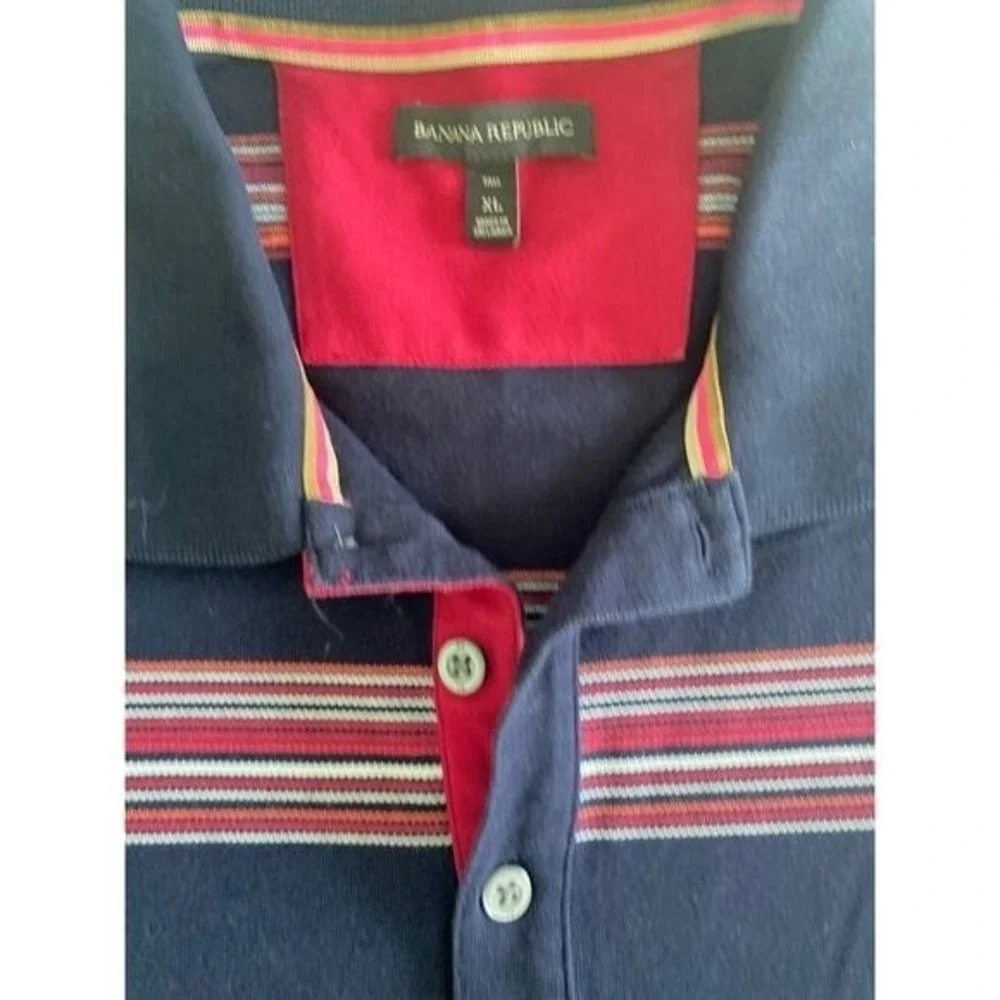 Banana Republic Mens Polo Shirt Short Sleeve‎ Striped Casual Top Size XL Tall